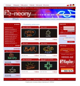 Projekt i stworzenie sklepu internetowego e-szkło.com i e-neony.com